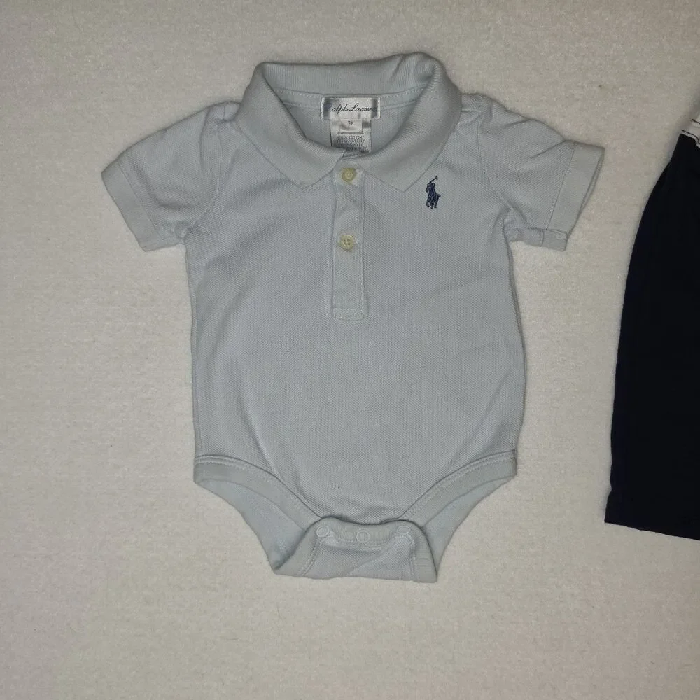 Ralph Lauren Polo Short Sleeve Bodysuit Navy Pants 2 PC Outfit Baby SZ 3 Months